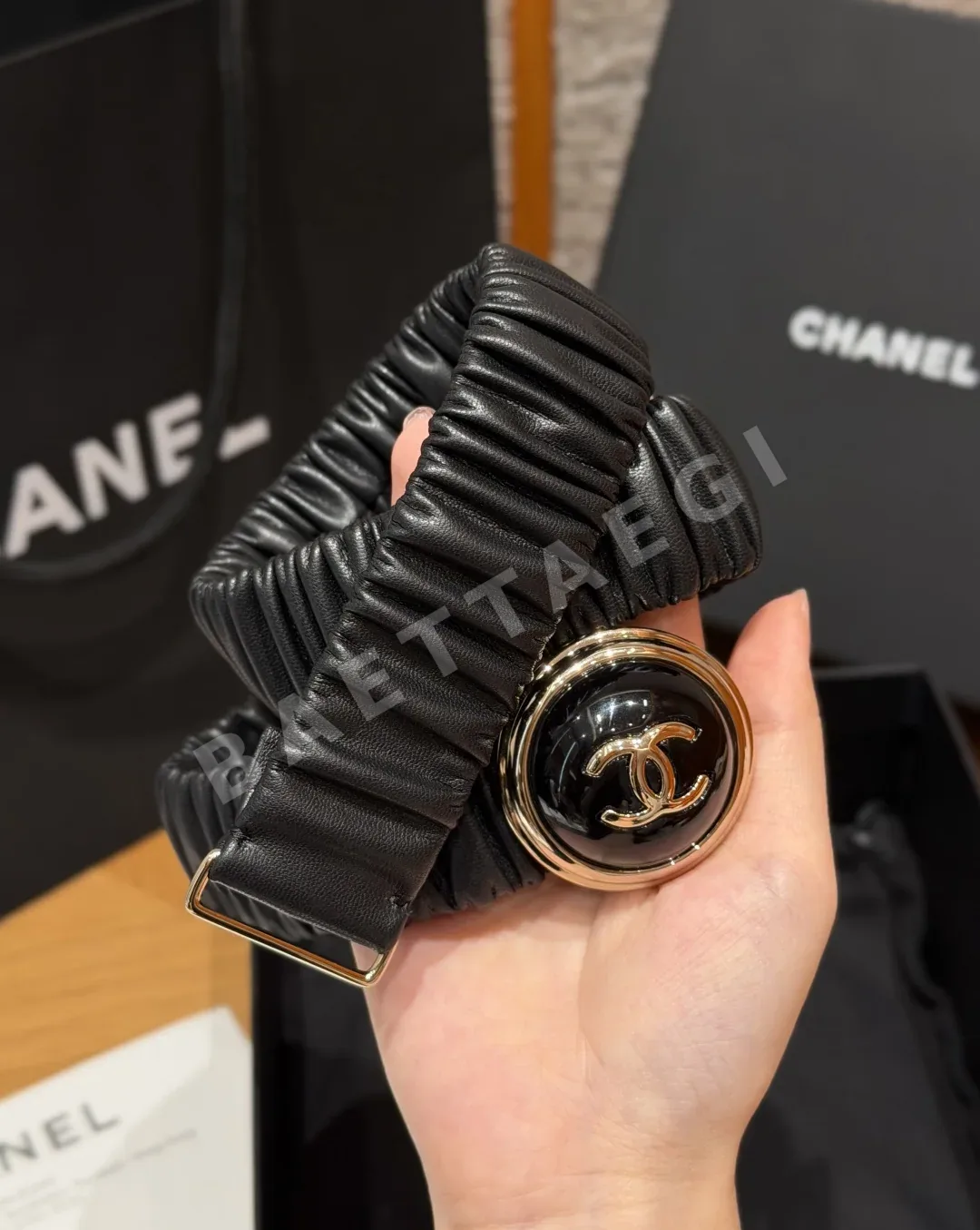 샤넬 플리츠 고무 벨트 30mm 172089