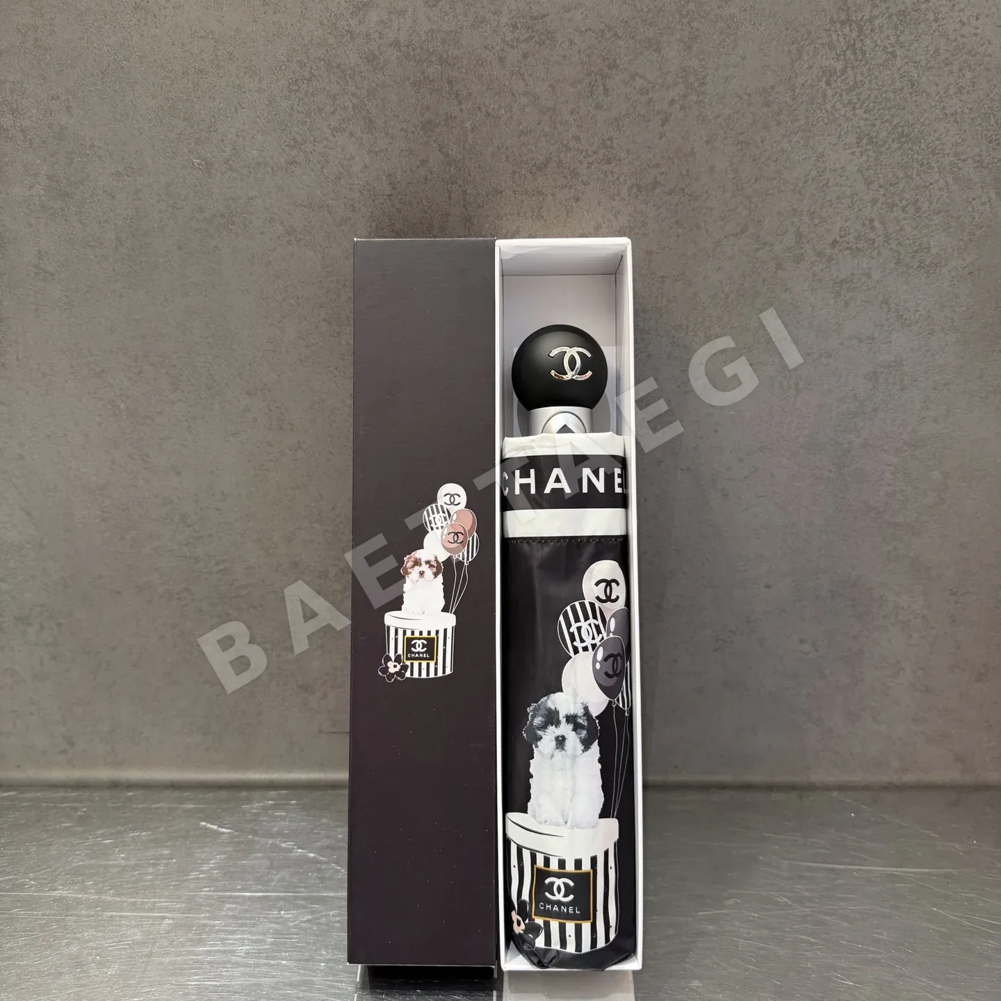 샤넬 삼단 자동 접이식 우산 85426