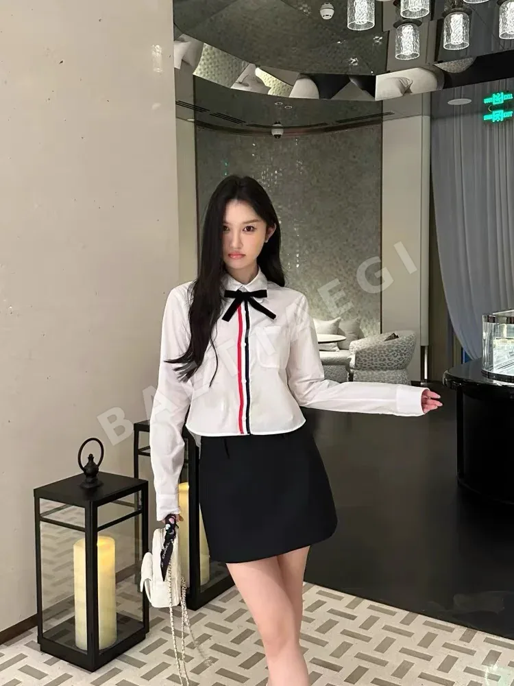톰브라운 여성 코튼 리본 셔츠 198176