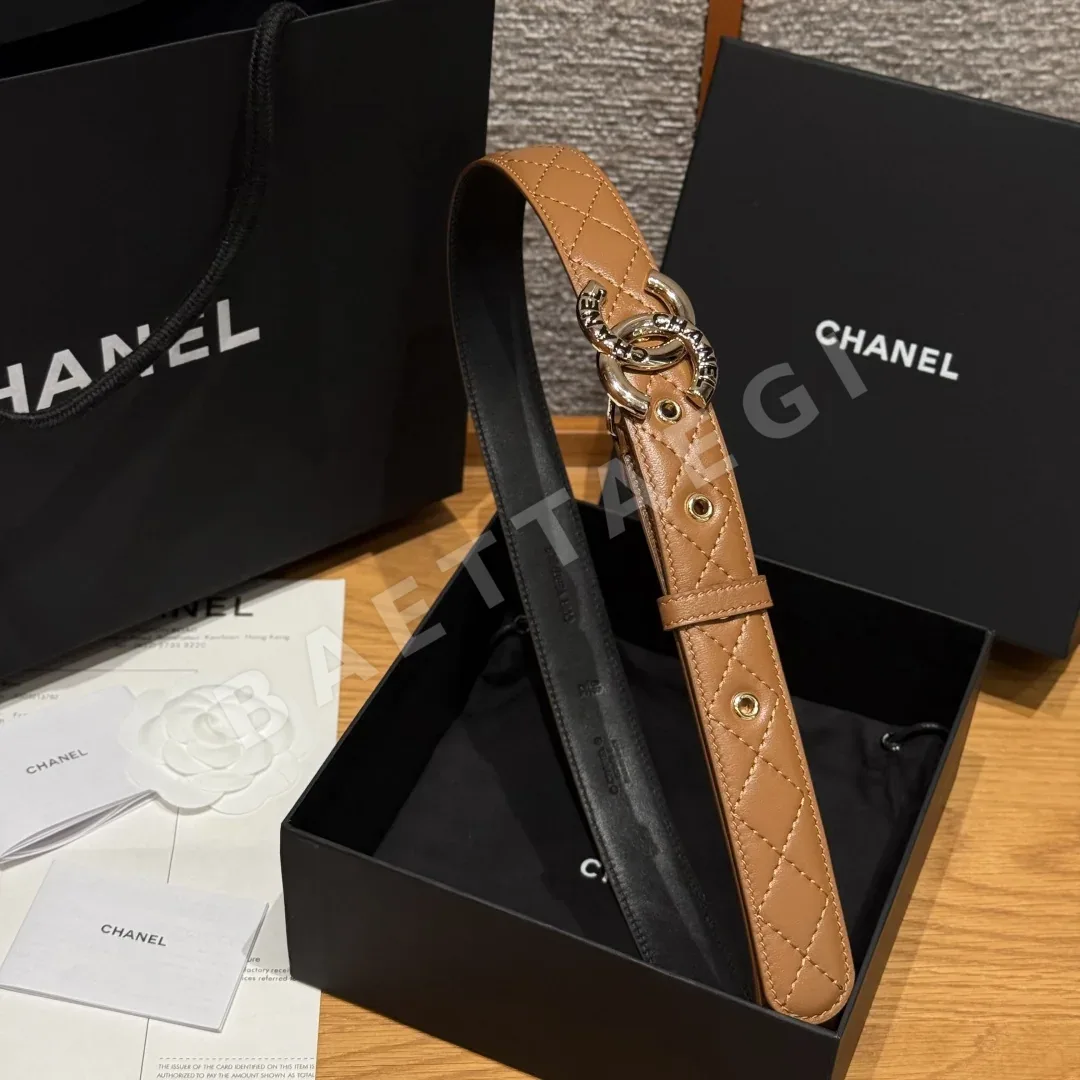 샤넬 더블 C 메탈 로고 램스킨 벨트 상세 이미지 3