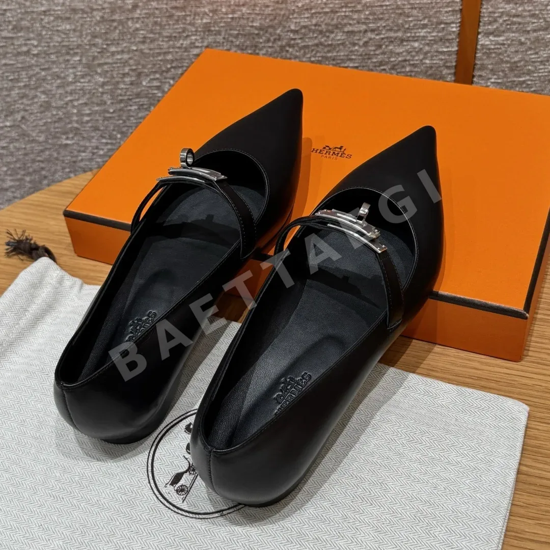 에르메스 키아라 발레리나 블랙 카프스킨 상세 이미지 3