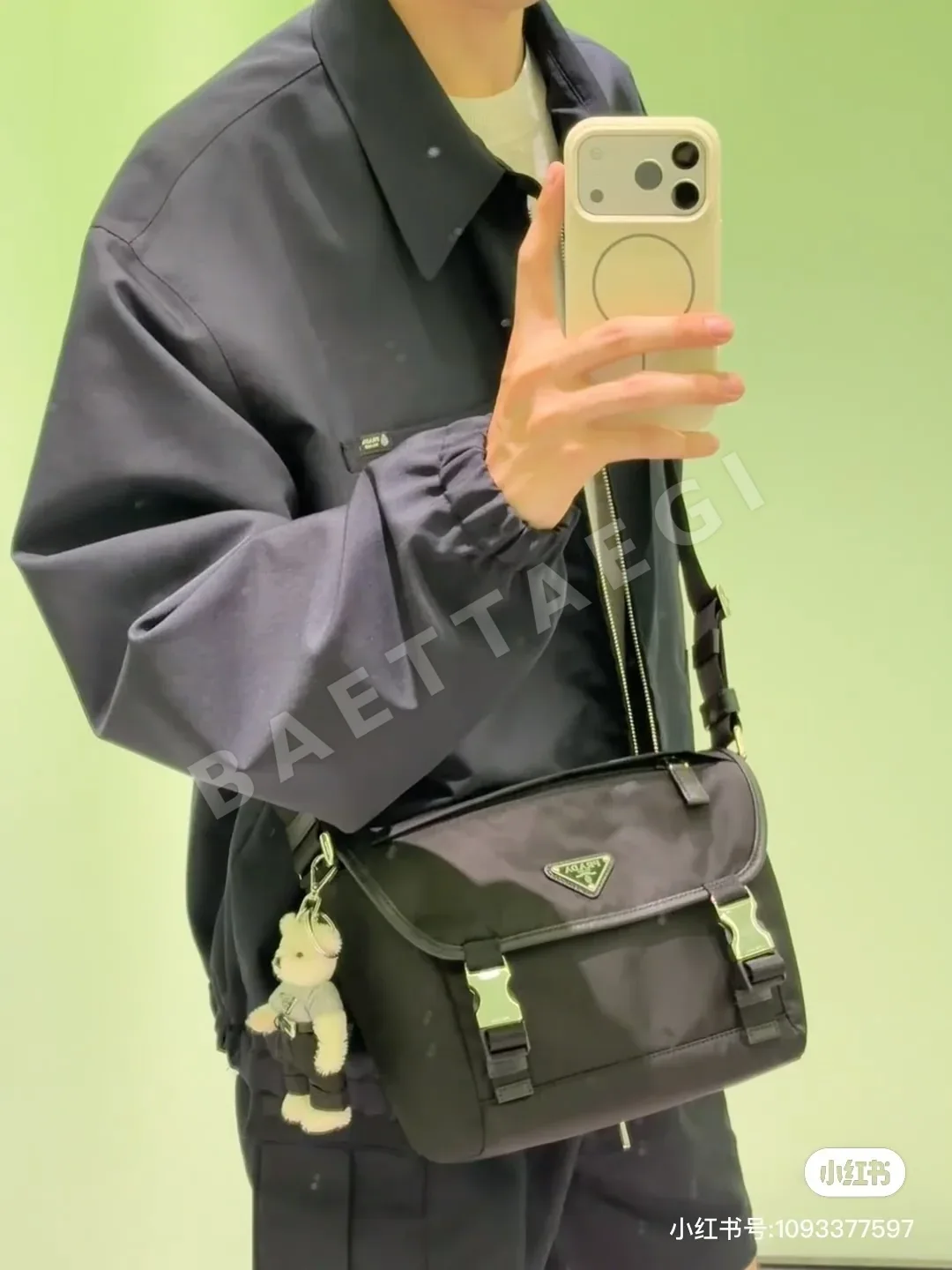 프라다 여성 네이비 울 재킷 반팔 상세 이미지 8