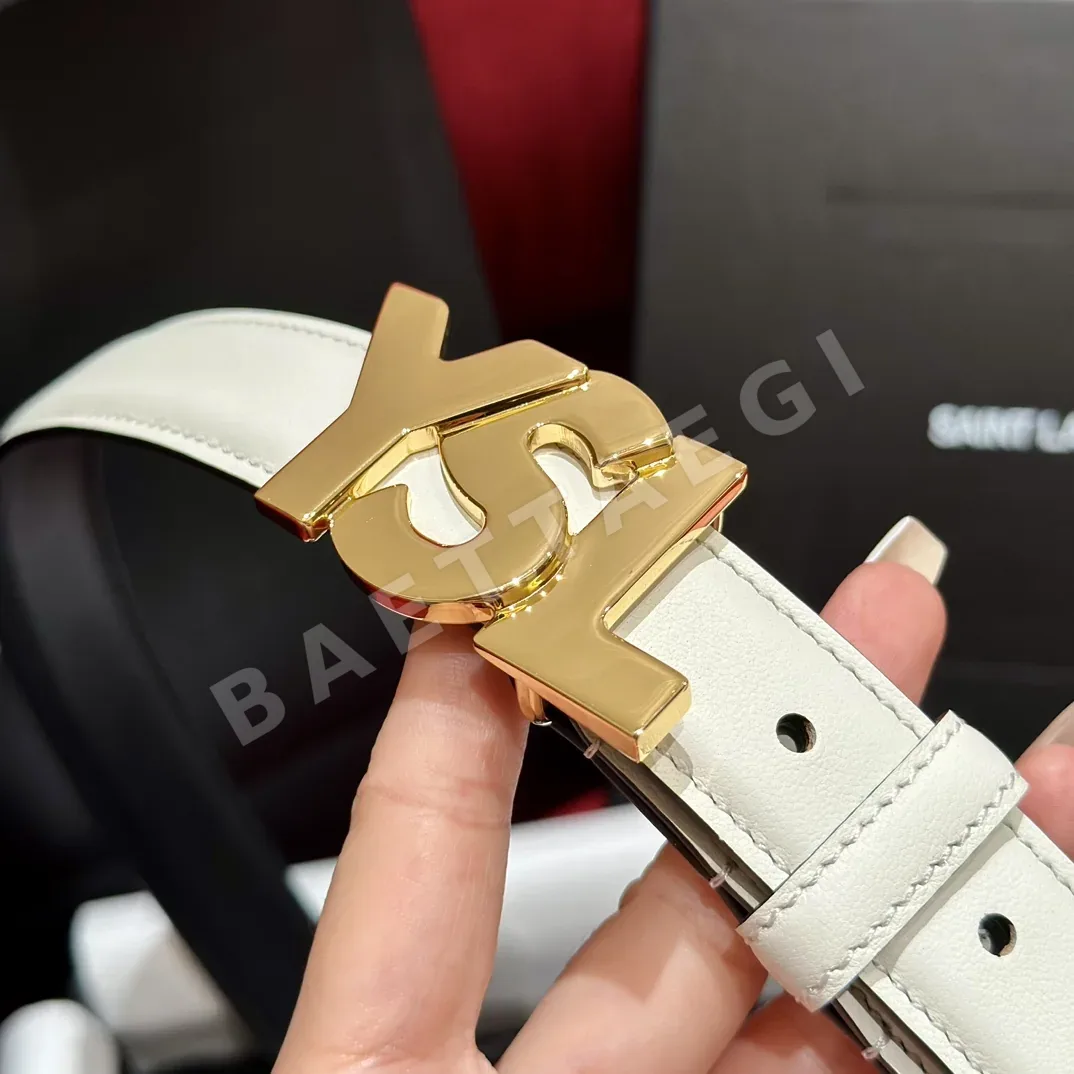 생로랑 YSL 금장 양면 송아지가죽 벨트 상세 이미지 3