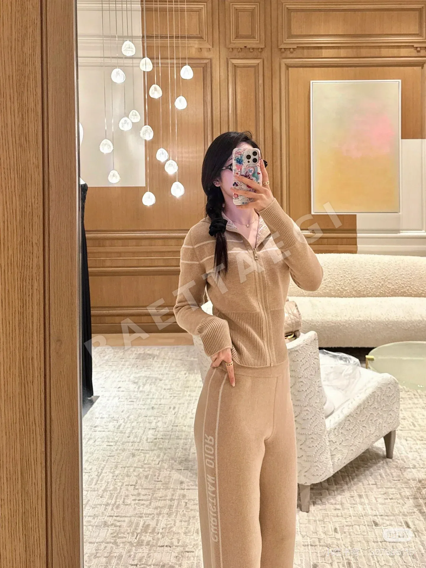 디올 모노그램 레터 후드 리버서블 울 코트 세트 상세 이미지 8