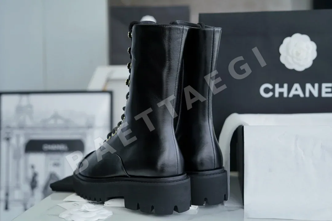 샤넬 블랙 레이스업 부츠 3428 상세 이미지 8