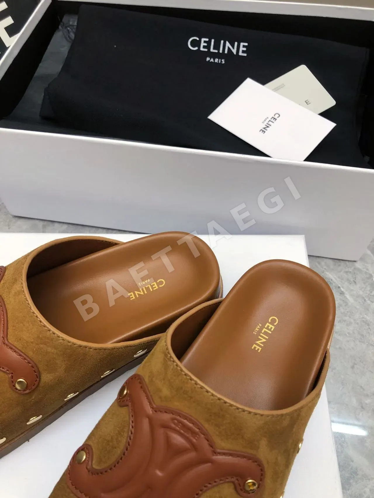 셀린느 갈색 스웨이드 빌켄슈토크 샌들 상세 이미지 6