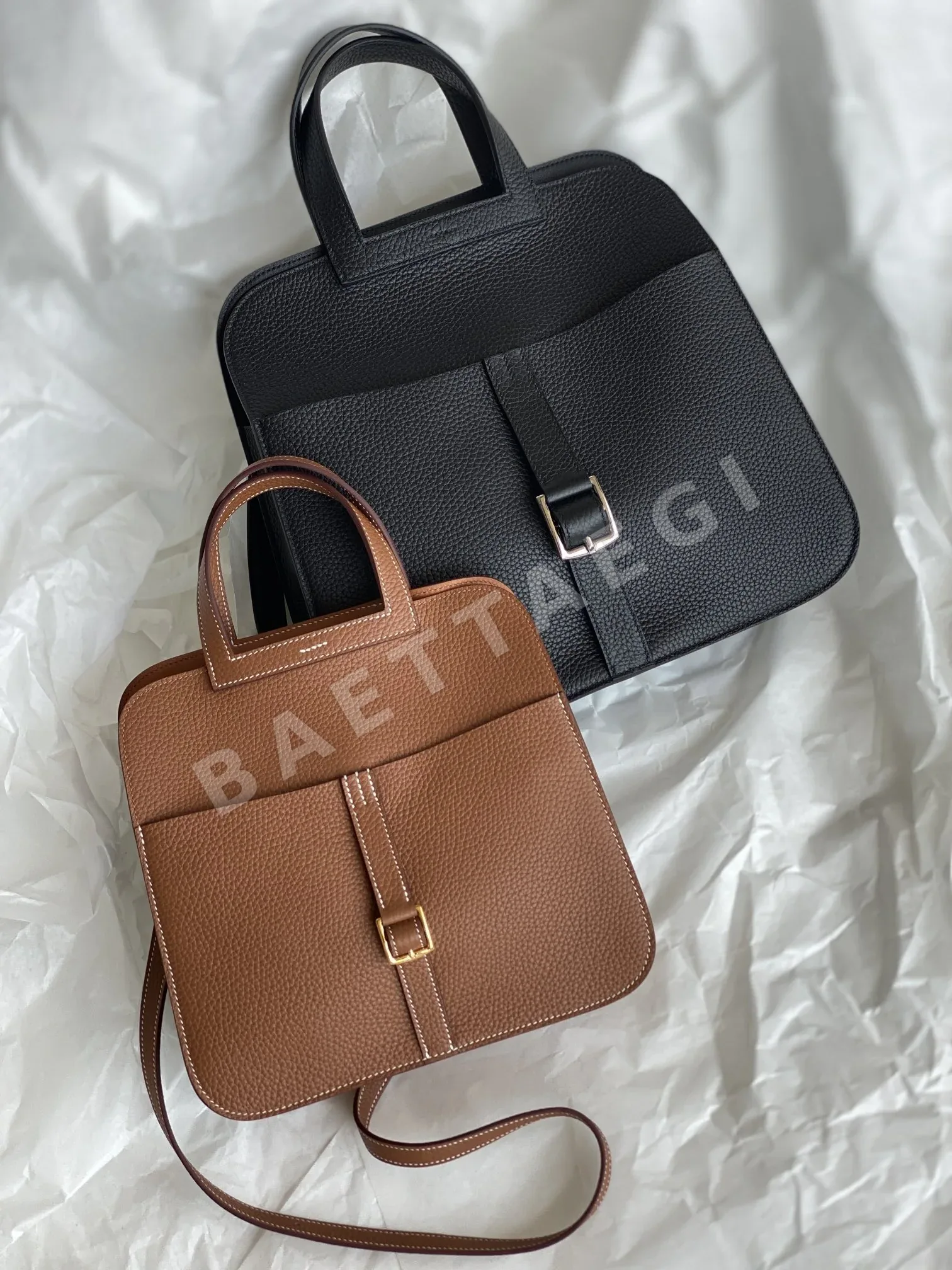 에르메스 블랙 라지 31 cm 가방 골든 브라운 스몰 25 cm 가방 상세 이미지 5