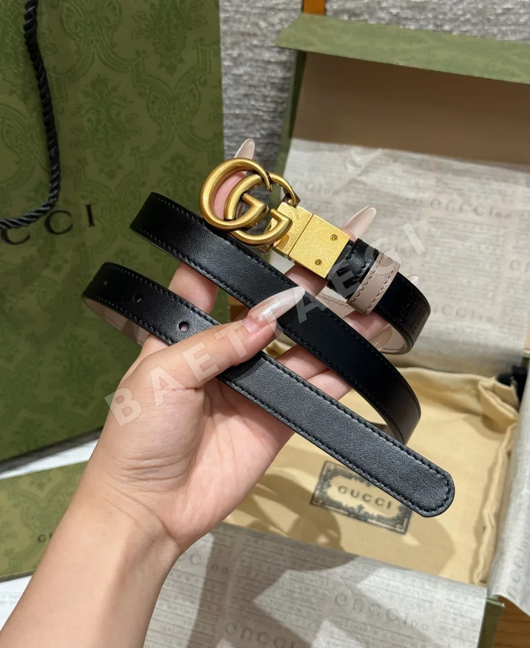구찌 GG 마몬트 리버시블 나로 벨트 20mm 상세 이미지 4