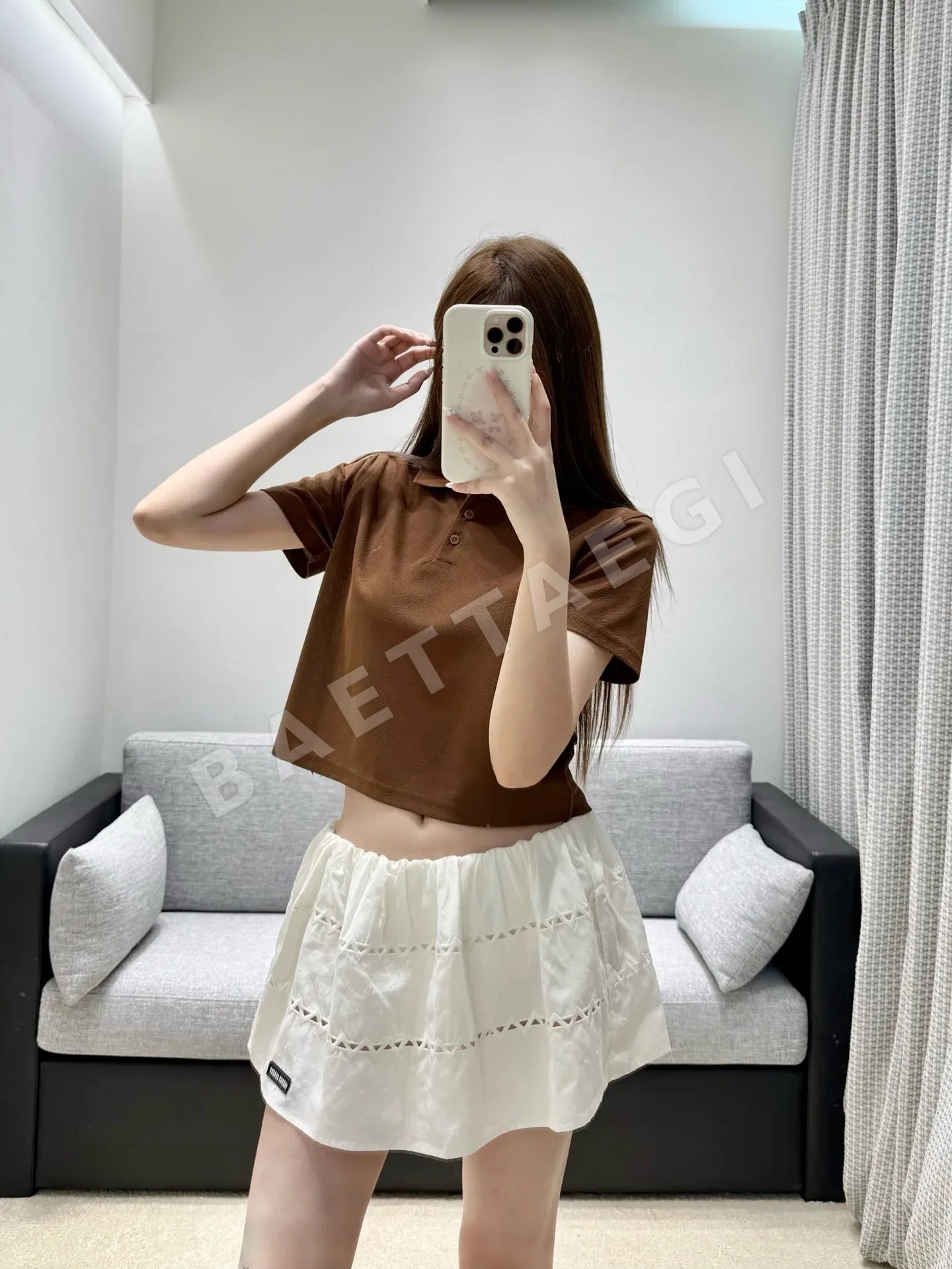 생로랑 여성 반팔 피케 코튼 카라 티셔츠 상세 이미지 7