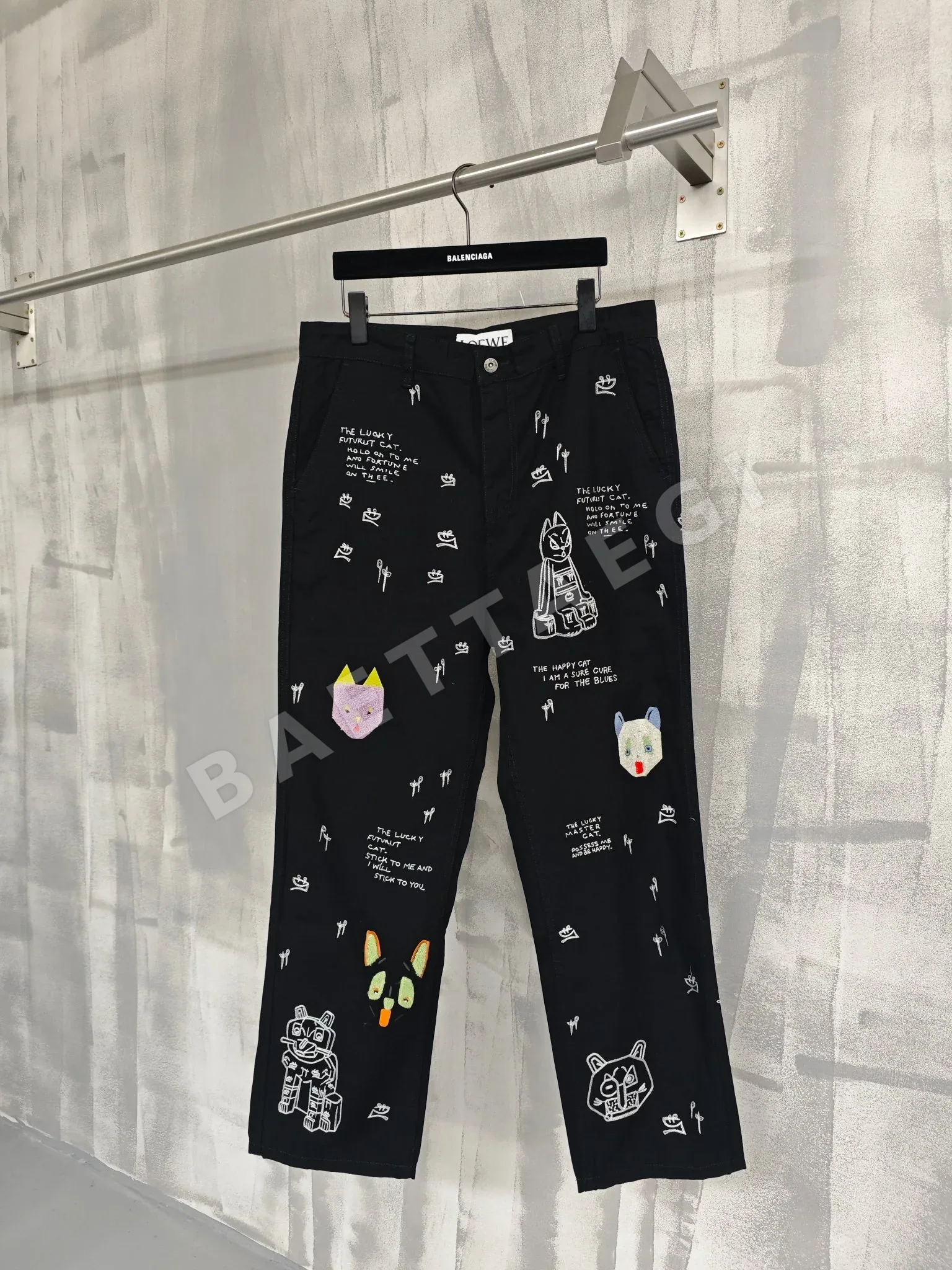 로에베 고양이 자수 루즈 핏 남성 청바지 179169