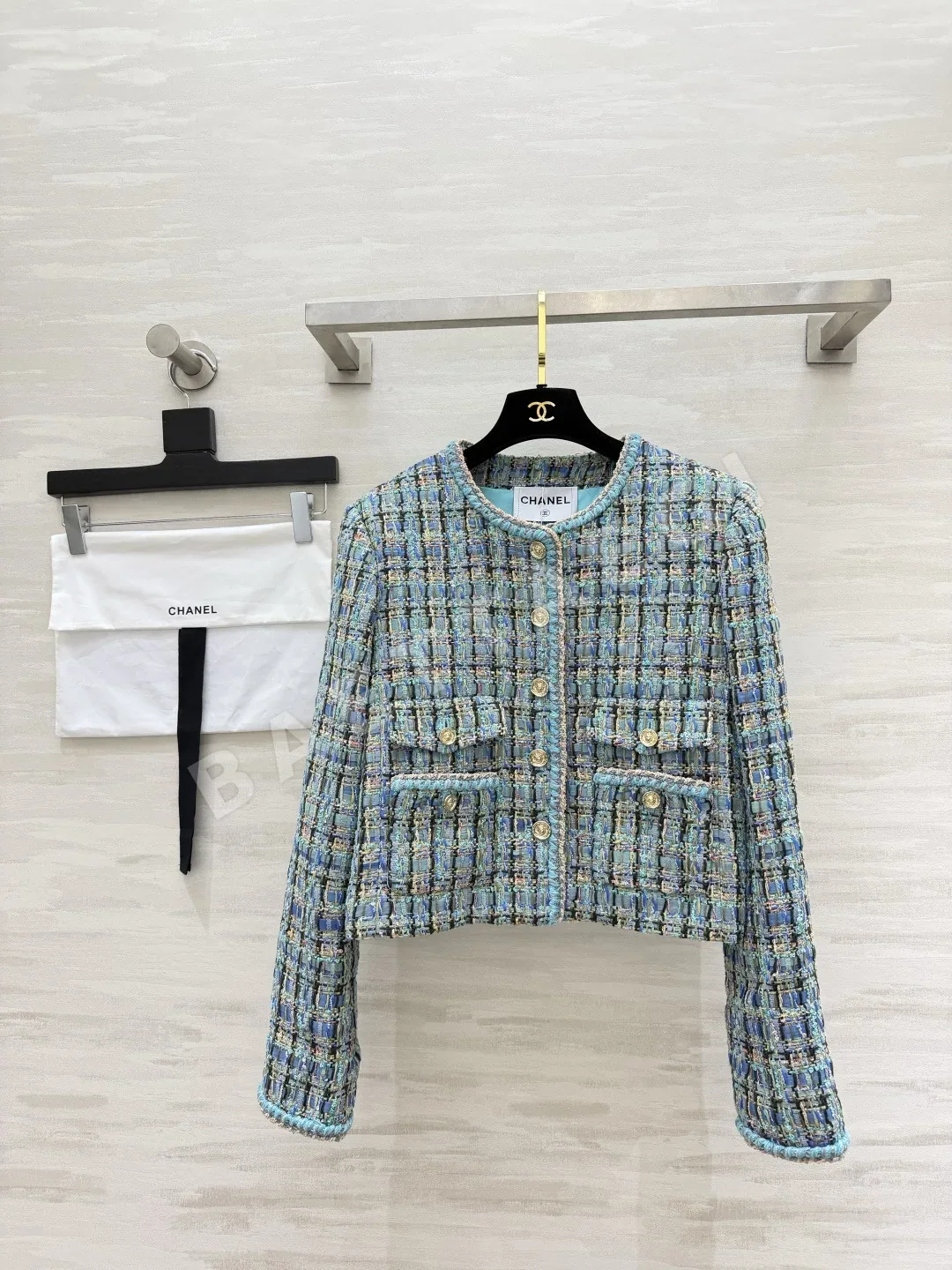 샤넬 블루 믹스 컬러 트위드 남성 자켓 148249