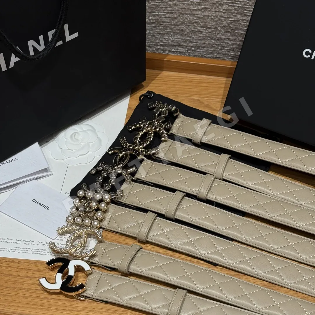 샤넬 다이아몬드 패턴 램스킨 더블 C 메탈 벨트 상세 이미지 3