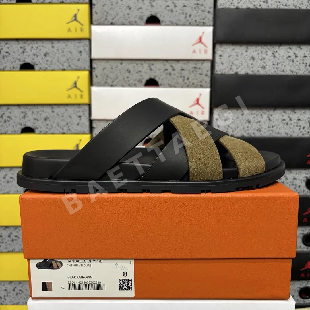 에르메스 [YX] 블랙 브라운 205759 Hermes Chypre Sandal