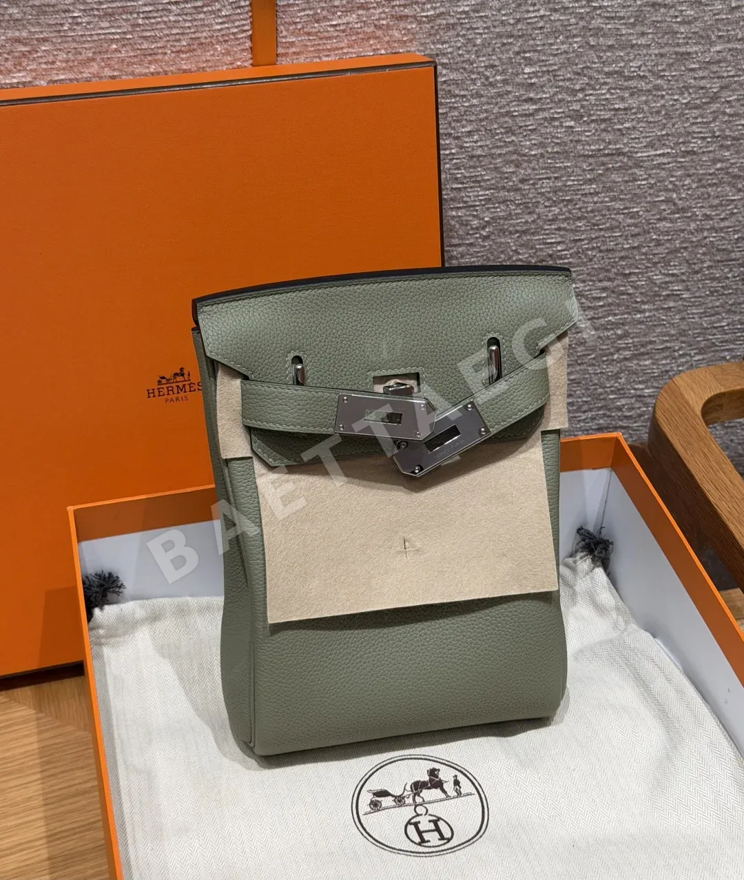 에르메스 세이지 그린 토고 가죽 백팩 191727