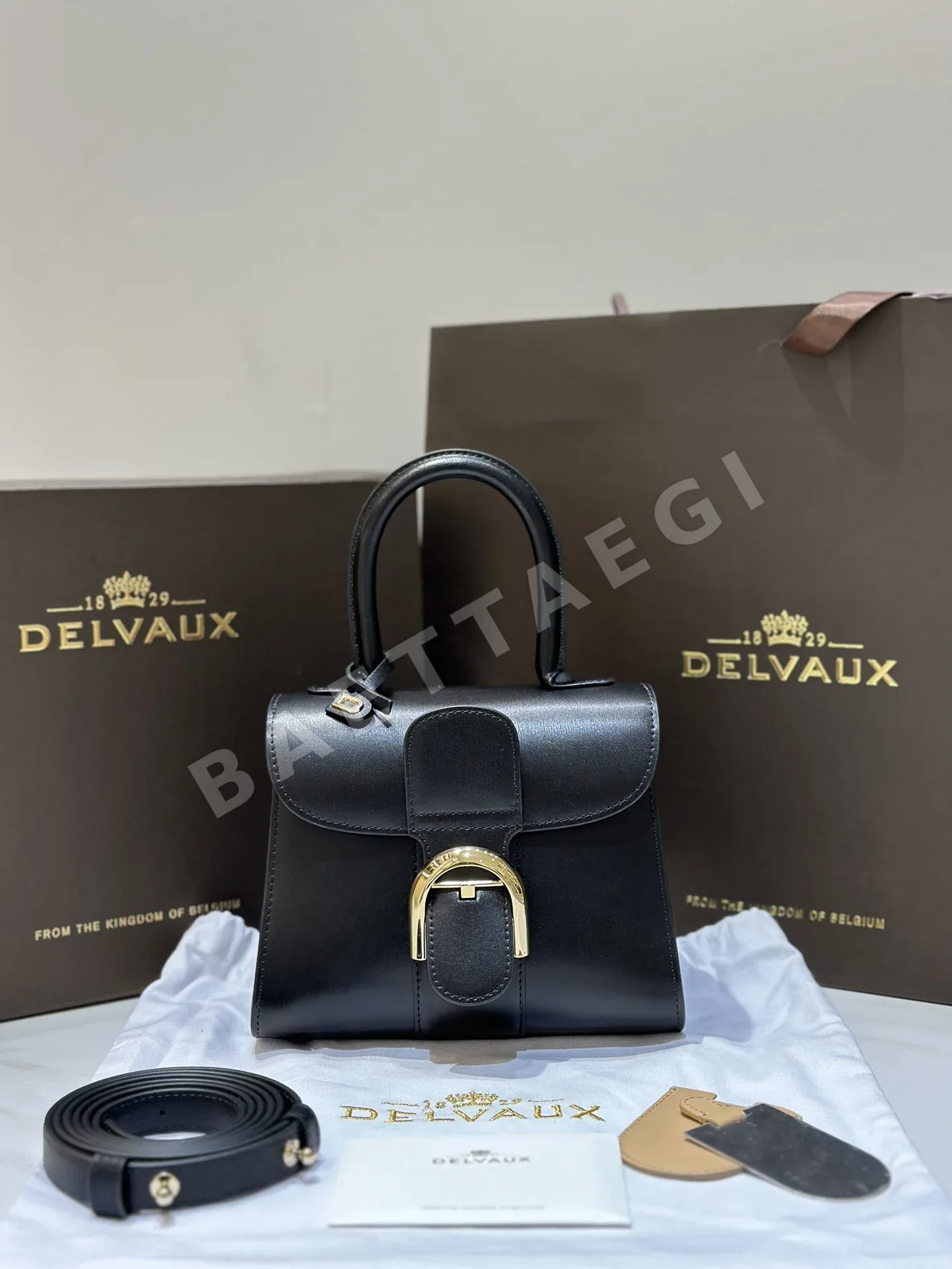 델보 블랙 램스킨 브릴리언트 숄더백 191182