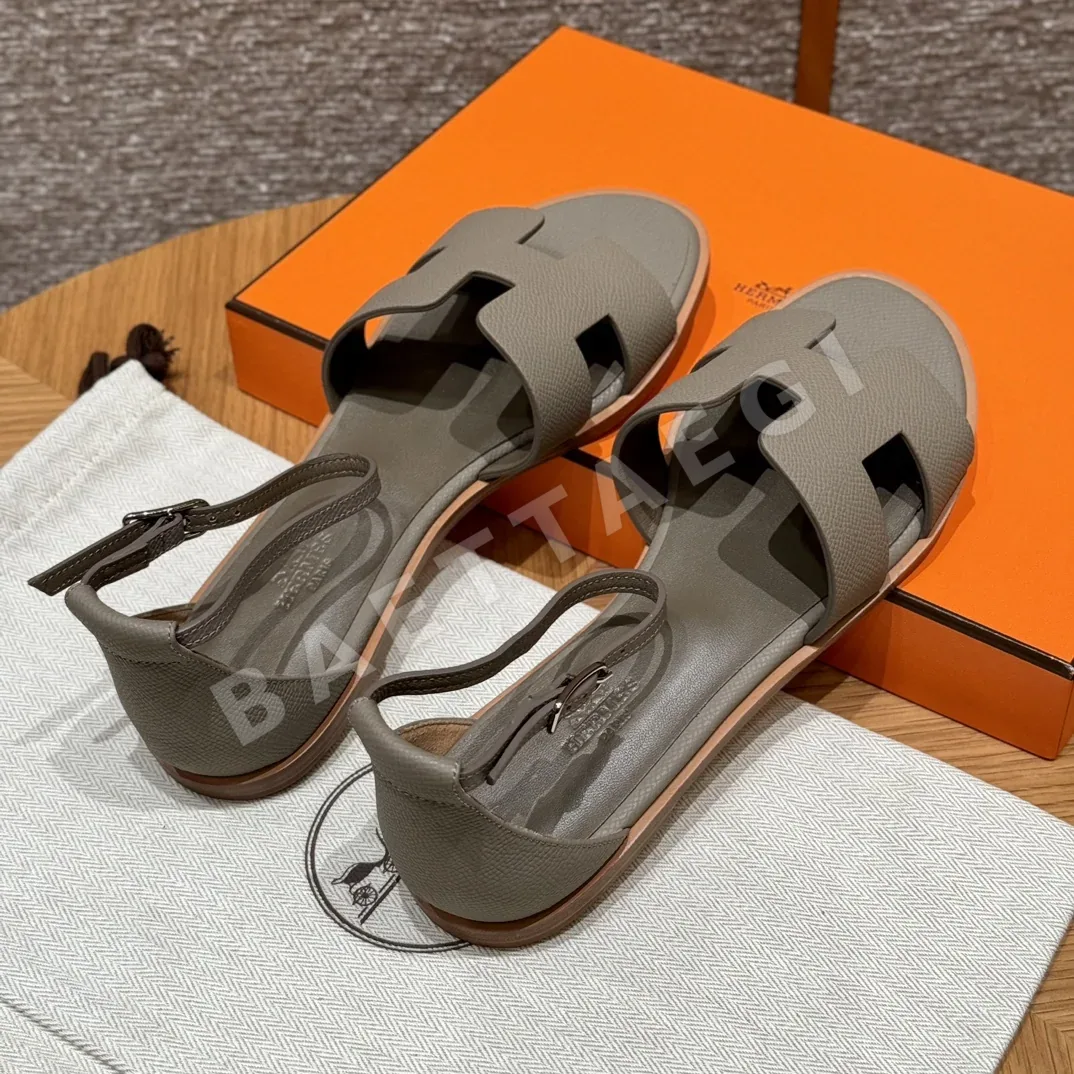 에르메스 산토리니 샌들 그리아스팔트 가죽 팜 프린트 엡손 상세 이미지 5