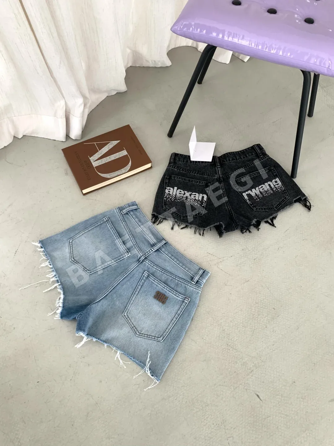 알렉산더왕 라인스톤 프린지 데님 반바지 26SS 상세 이미지 8