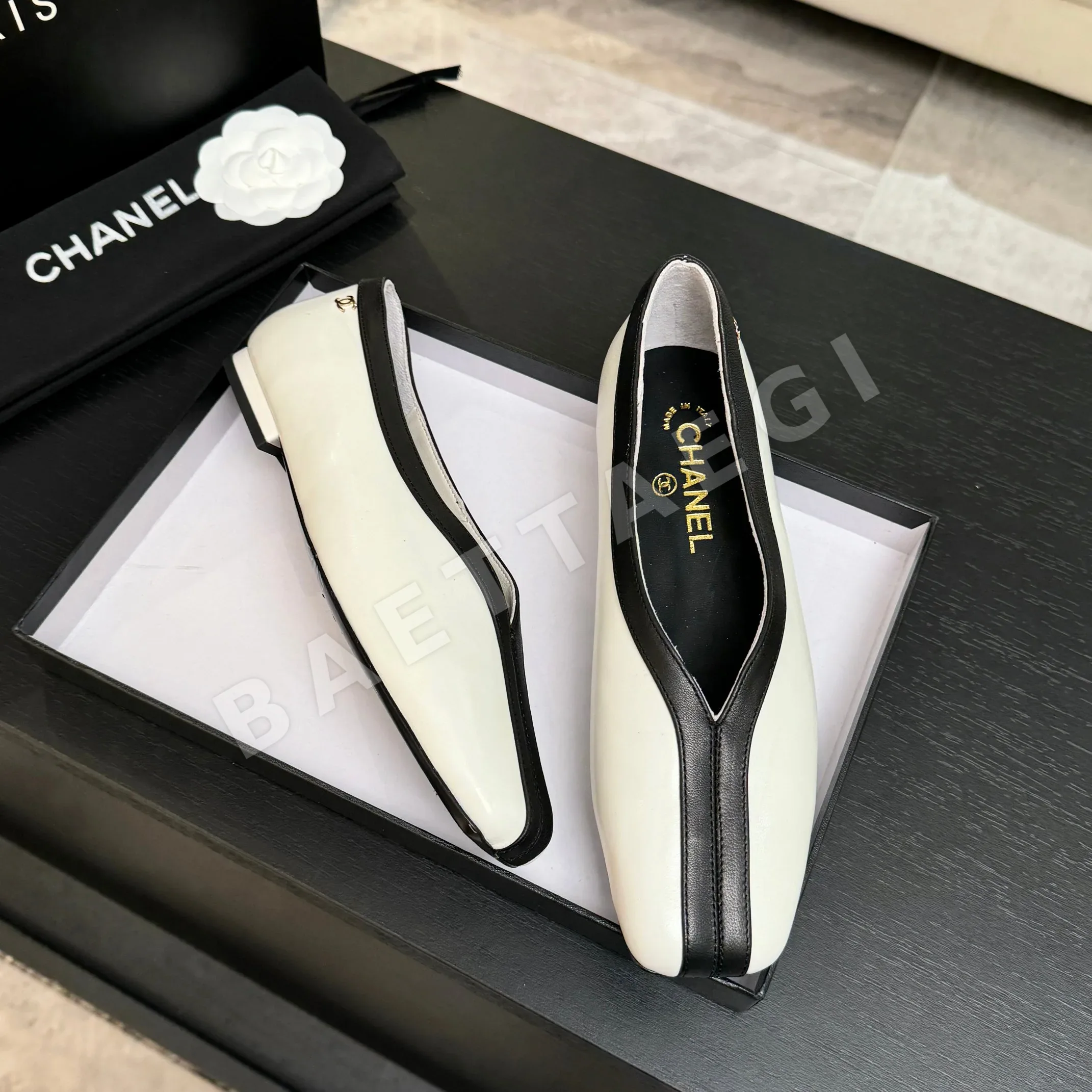 샤넬 26C 더블 C 컬러블록 플랫슈즈 상세 이미지 9