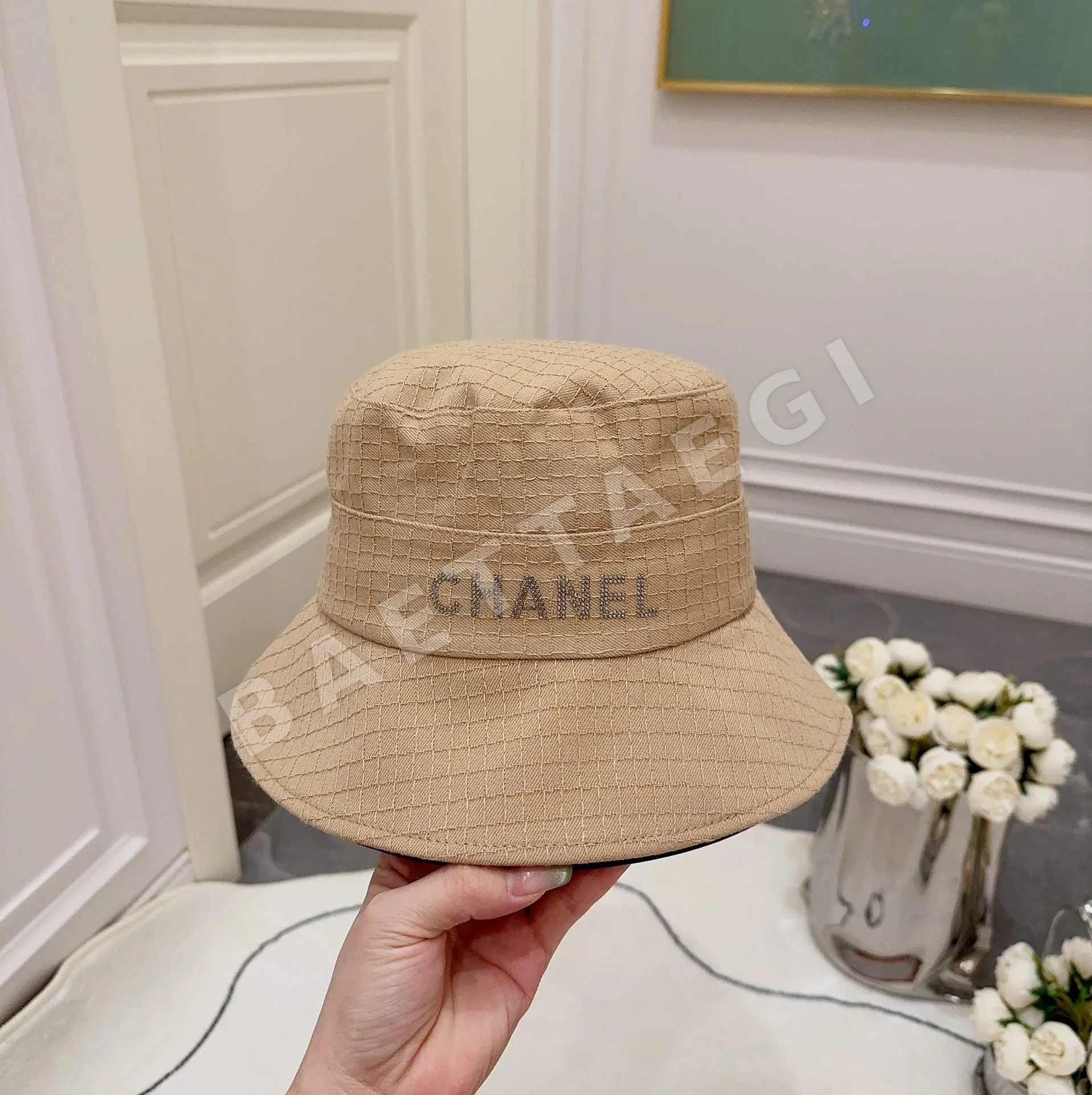 샤넬 격자무늬 기모 코튼 버킷햇 상세 이미지 4