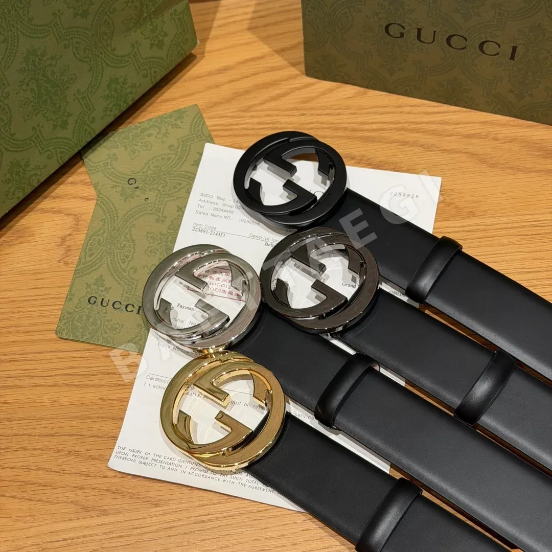 구찌 인터로킹 G 버클 가죽 벨트 40mm 179188