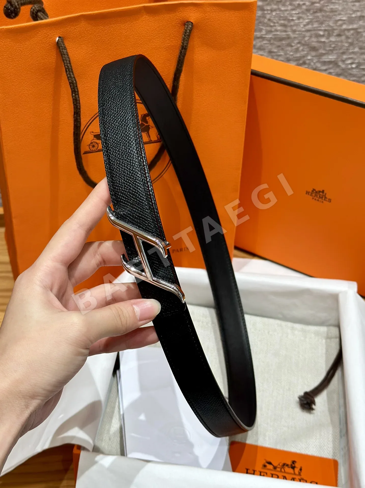 에르메스 H 버클 스위프트 양면 가죽 벨트 175980