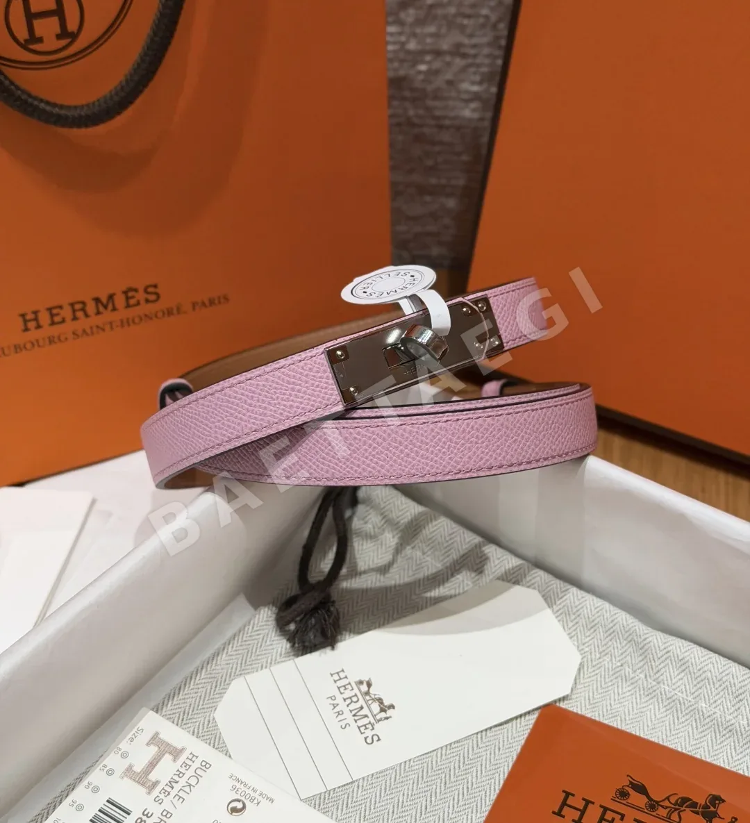 에르메스 켈리 팔라듐 버클 헌터 가죽 벨트 상세 이미지 2