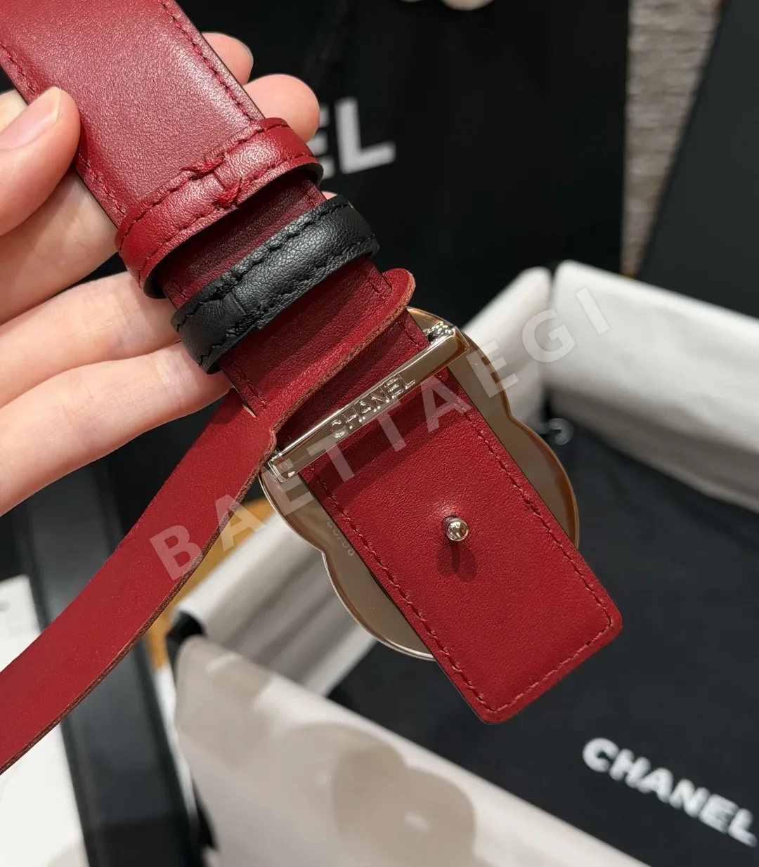 샤넬 더블 C 카프스킨 가죽 벨트 상세 이미지 7