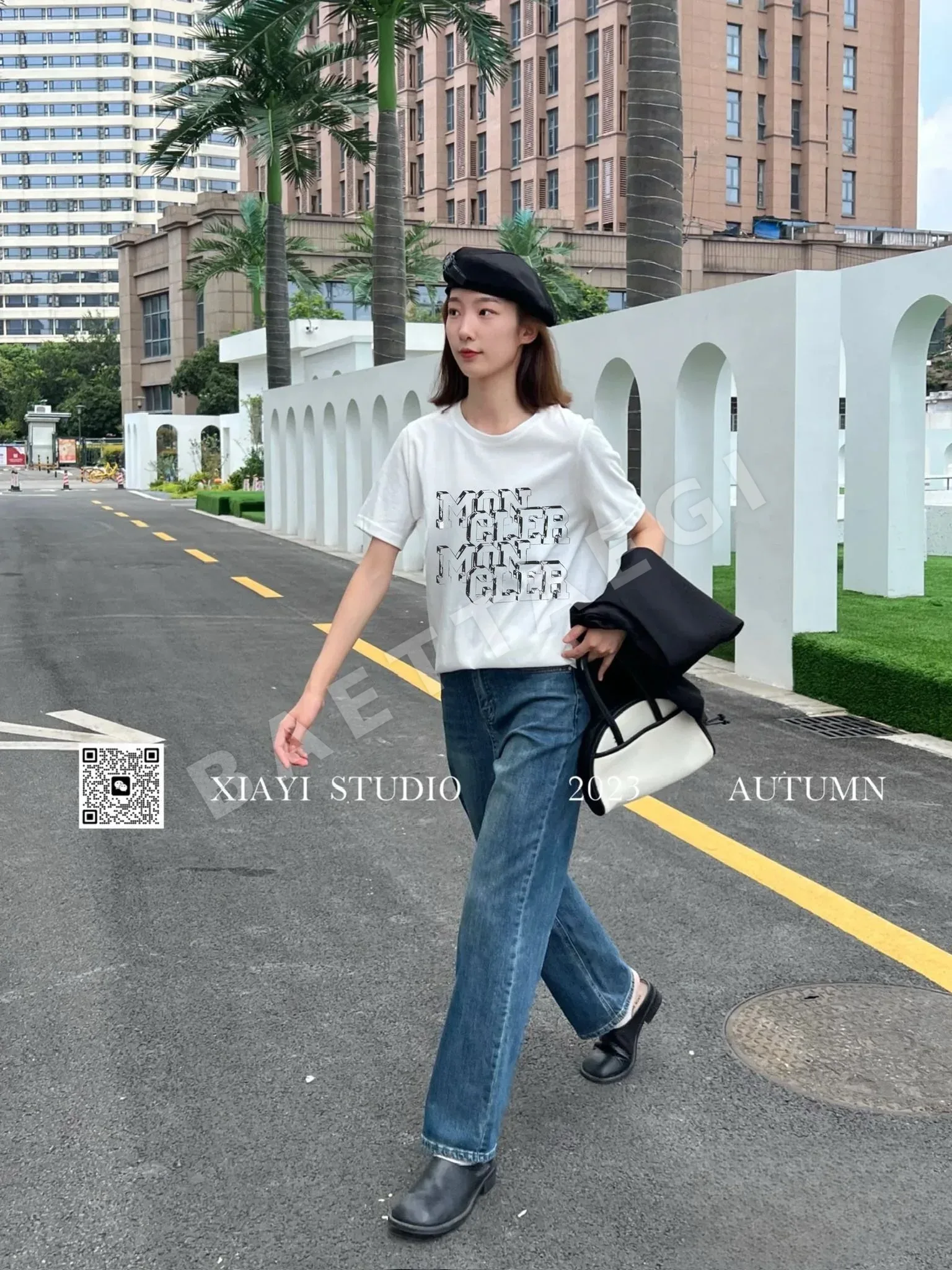 몽클레르 여성 3D 프린트 반팔 셔츠 상세 이미지 5