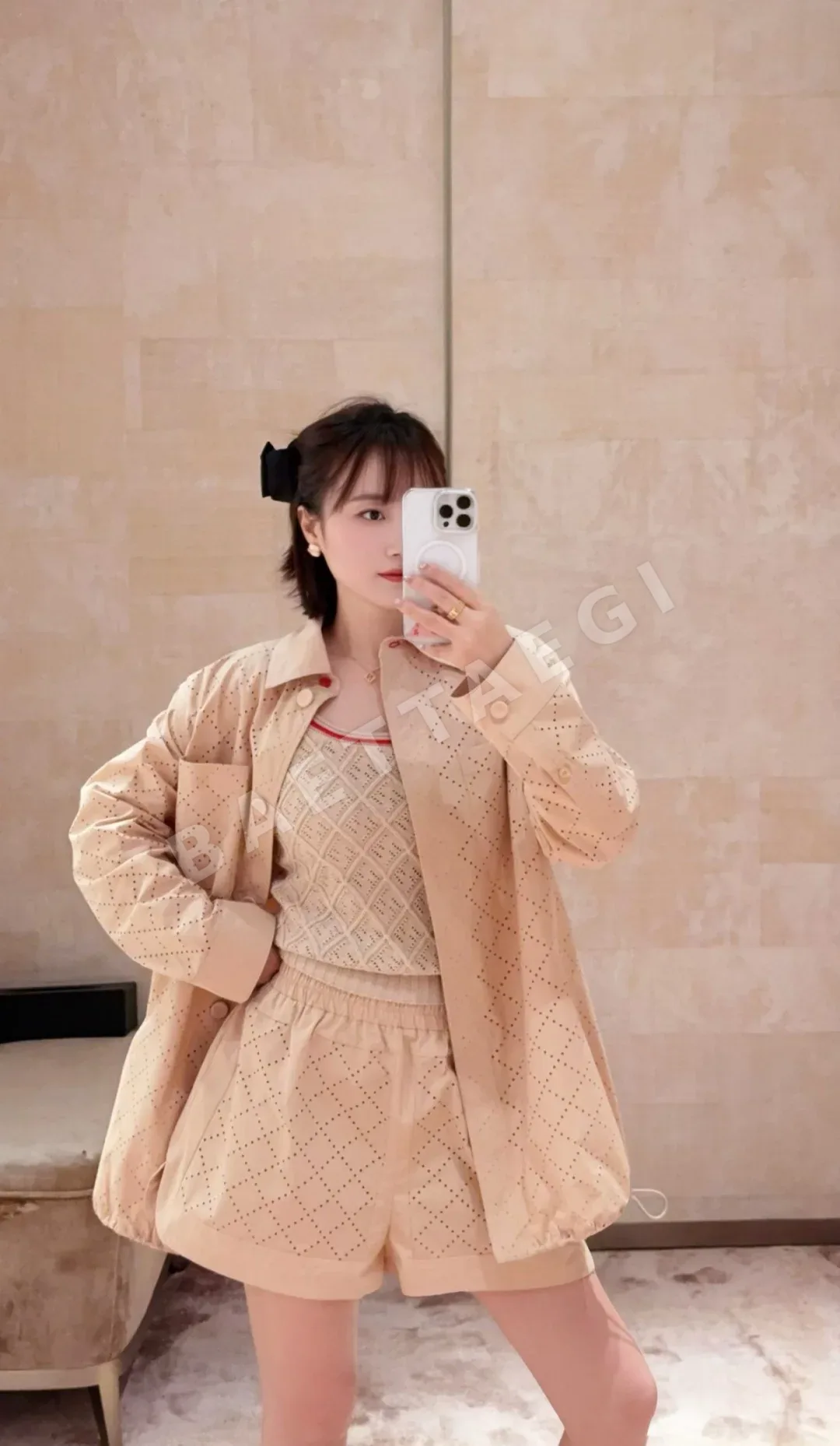 펜디 살구색 메시 다이아몬드 패턴 셔츠 재킷 상세 이미지 8