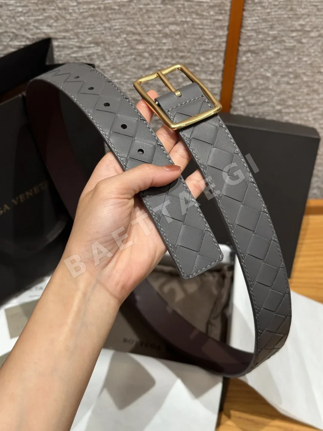 보테가베네타 송아지가죽 남성용 직조 벨트 상세 이미지 6