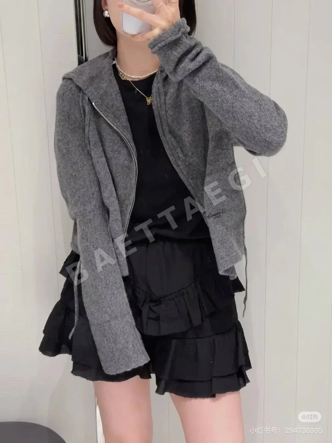 디올 후드 울 오버사이즈 여성 자켓 96393
