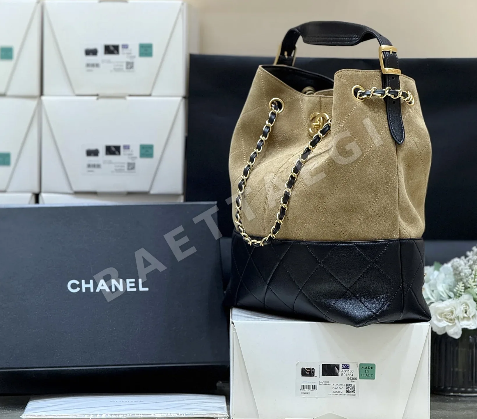샤넬 25A 스웨이드 컬러블록 버티컬 호보백 AS5636 상세 이미지 2