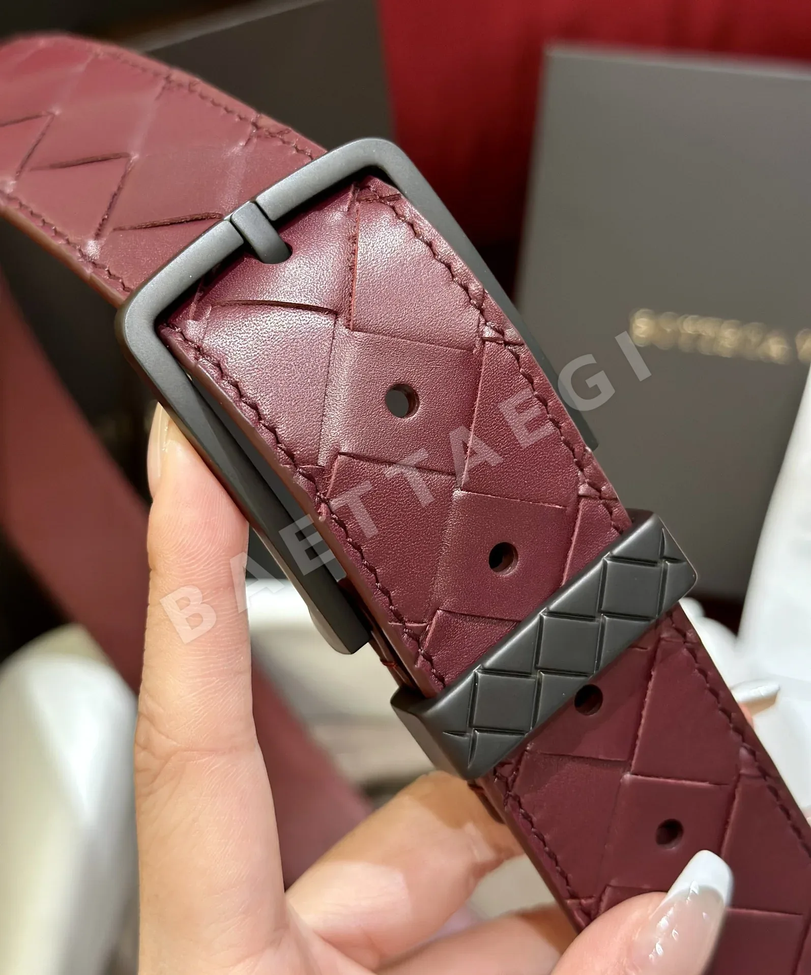 보테가베네타 송아지가죽 벨트 3.5 cm 상세 이미지 4