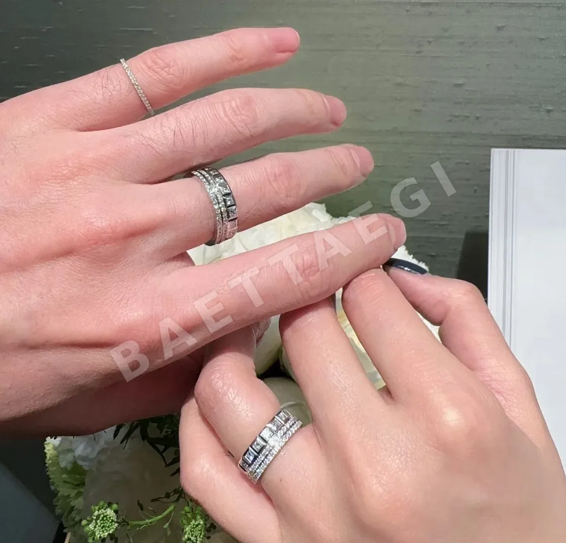 부쉐론 3줄 다이아몬드 실버 골드 도금 반지 상세 이미지 3