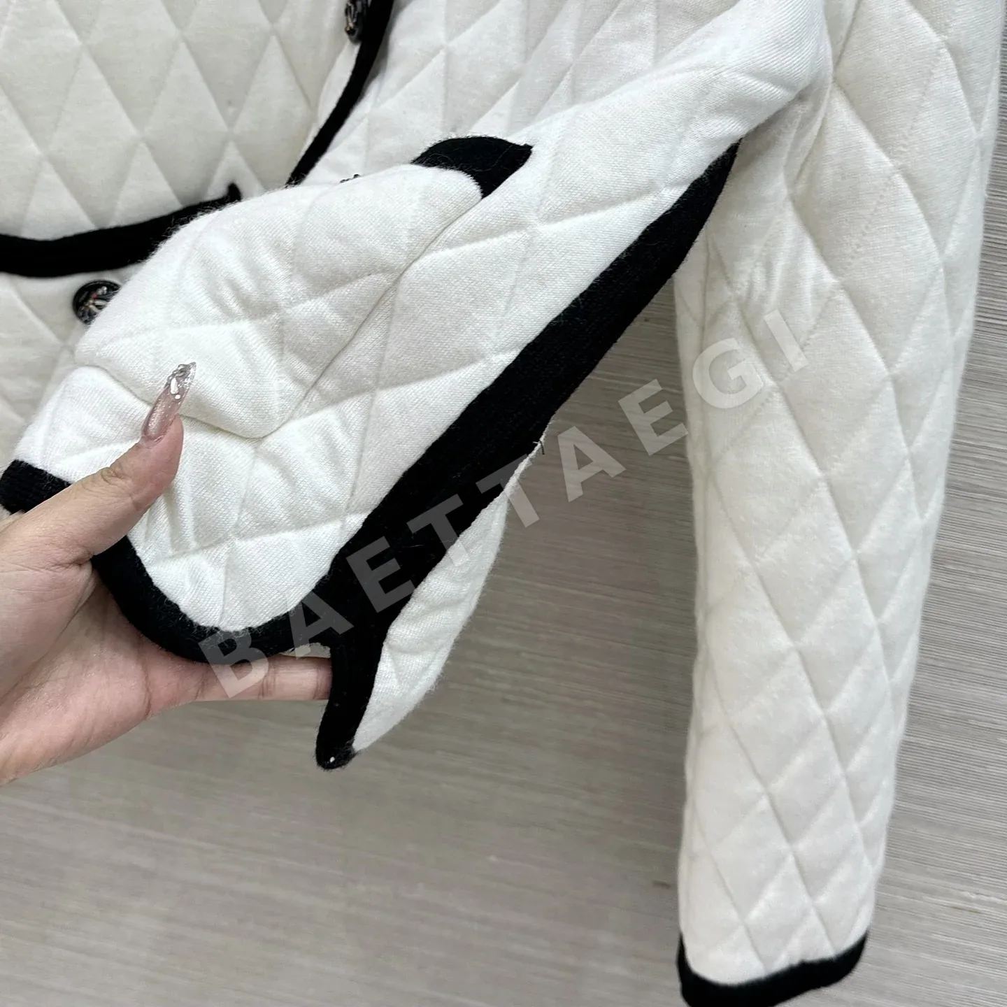 샤넬 컬러 블록 체크 자켓 상세 이미지 7
