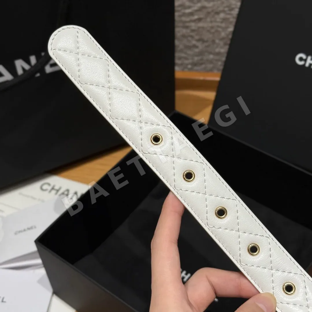 샤넬 다이아몬드 패턴 램스킨 더블 C 메탈 로고 벨트 상세 이미지 7