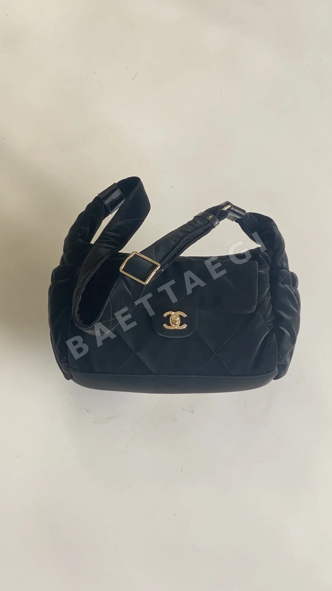 샤넬 벨벳 나일론 미니 볼링백 35863