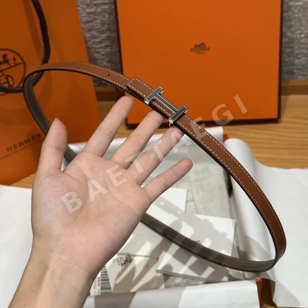 에르메스 미니 H 버클 양면 가죽 벨트 상세 이미지 3