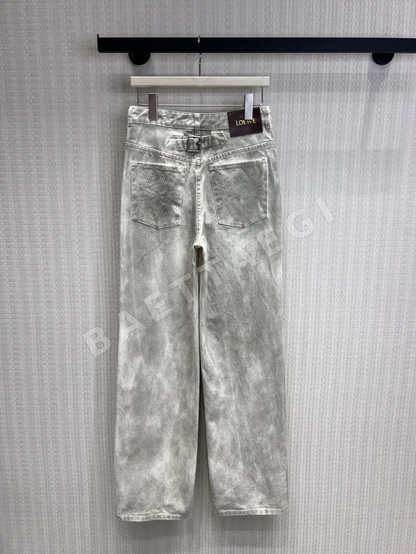 로에베 데미지 가공 코튼 하이웨스트 스트레이트 진 여성 바지 상세 이미지 8