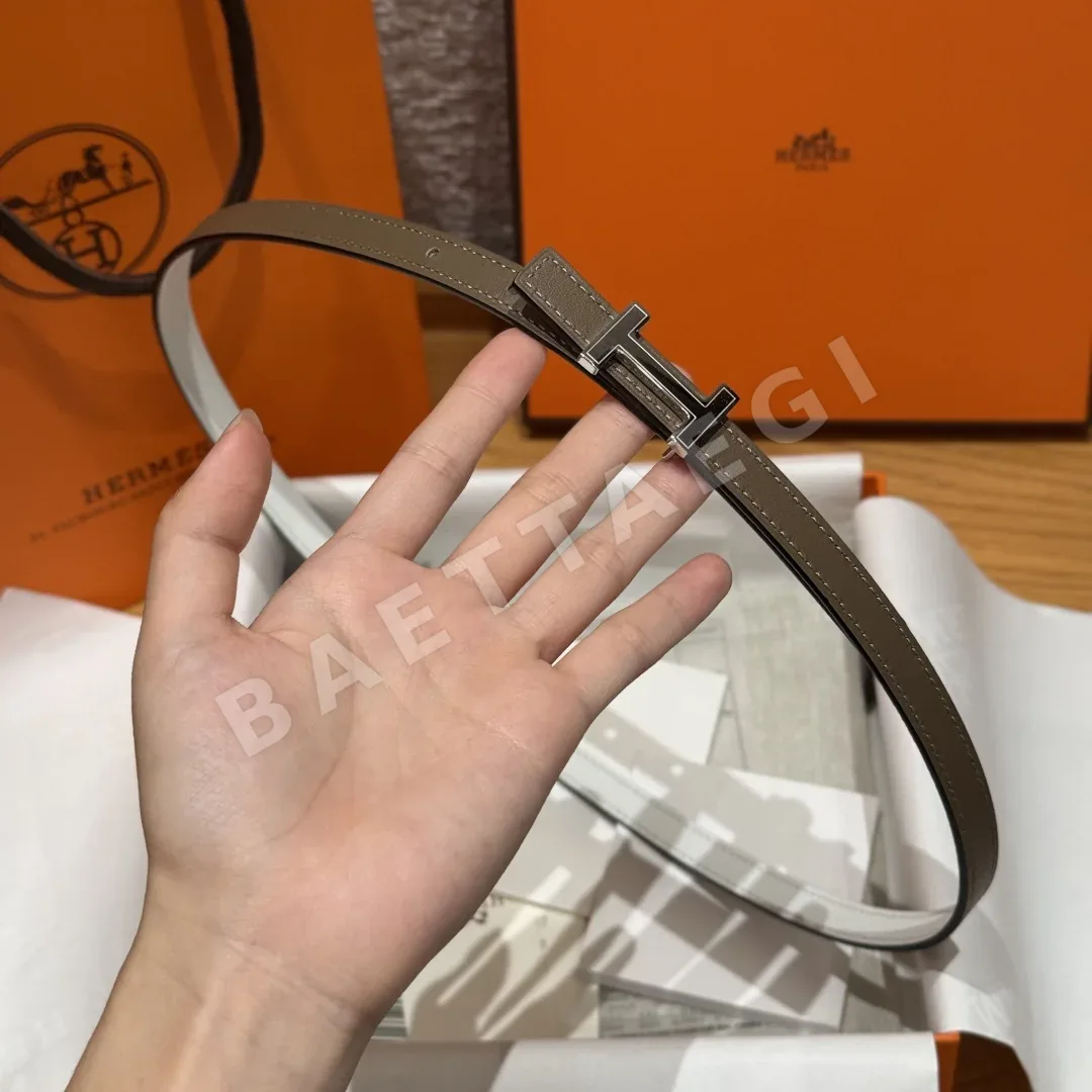 에르메스 미니 H 버클 양면 가죽 벨트 상세 이미지 4