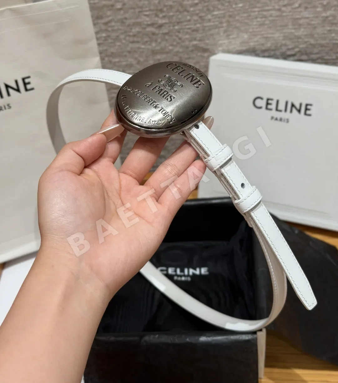 셀린느 메종 13mm 레더 벨트 상세 이미지 4