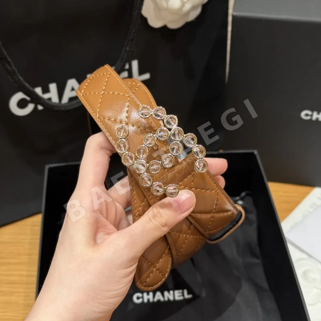 샤넬 더블 C 메탈 로고 램스킨 벨트 상세 이미지 2
