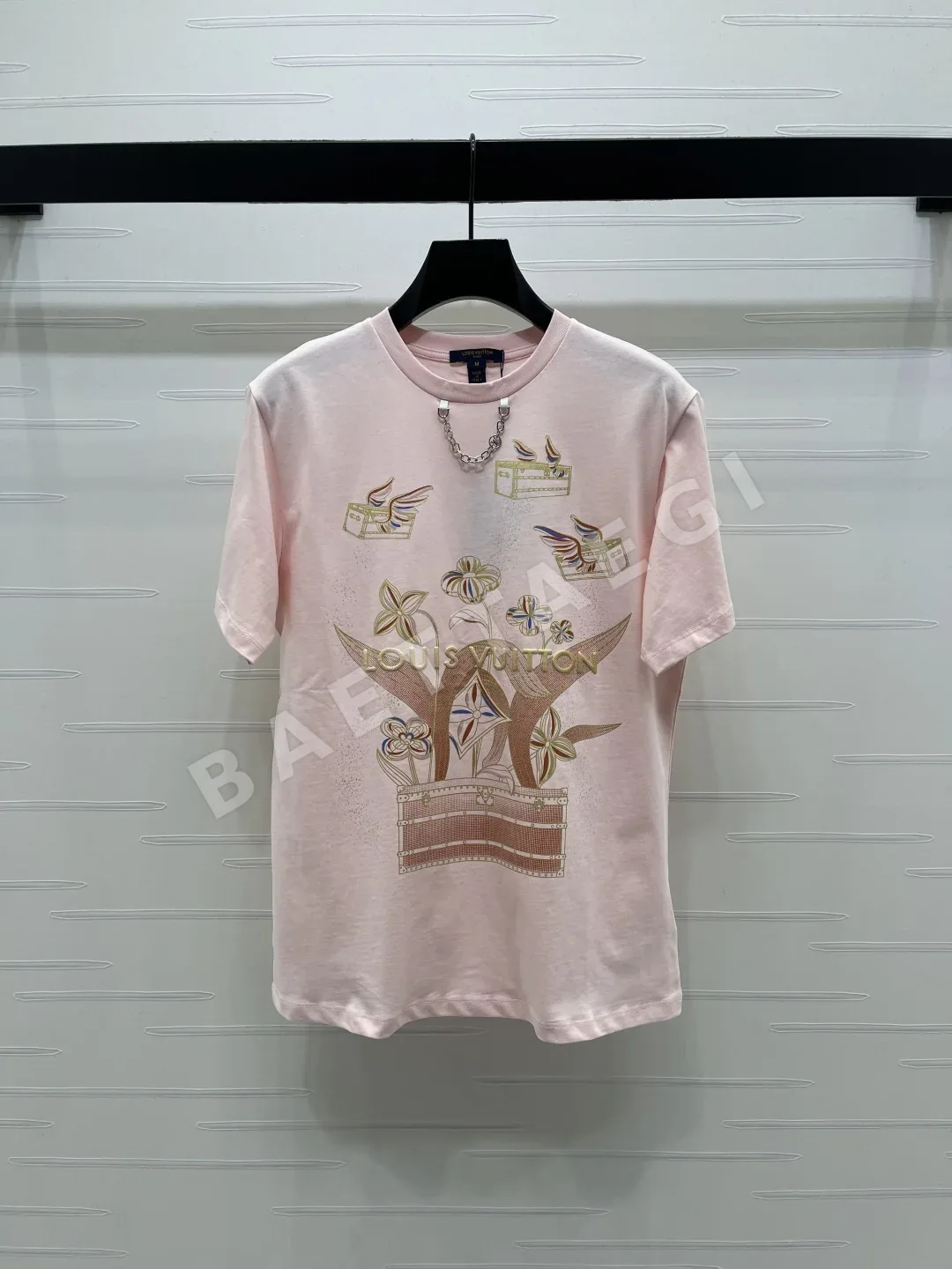 루이비통 프린트 플라워 데님 반팔 티셔츠 5850