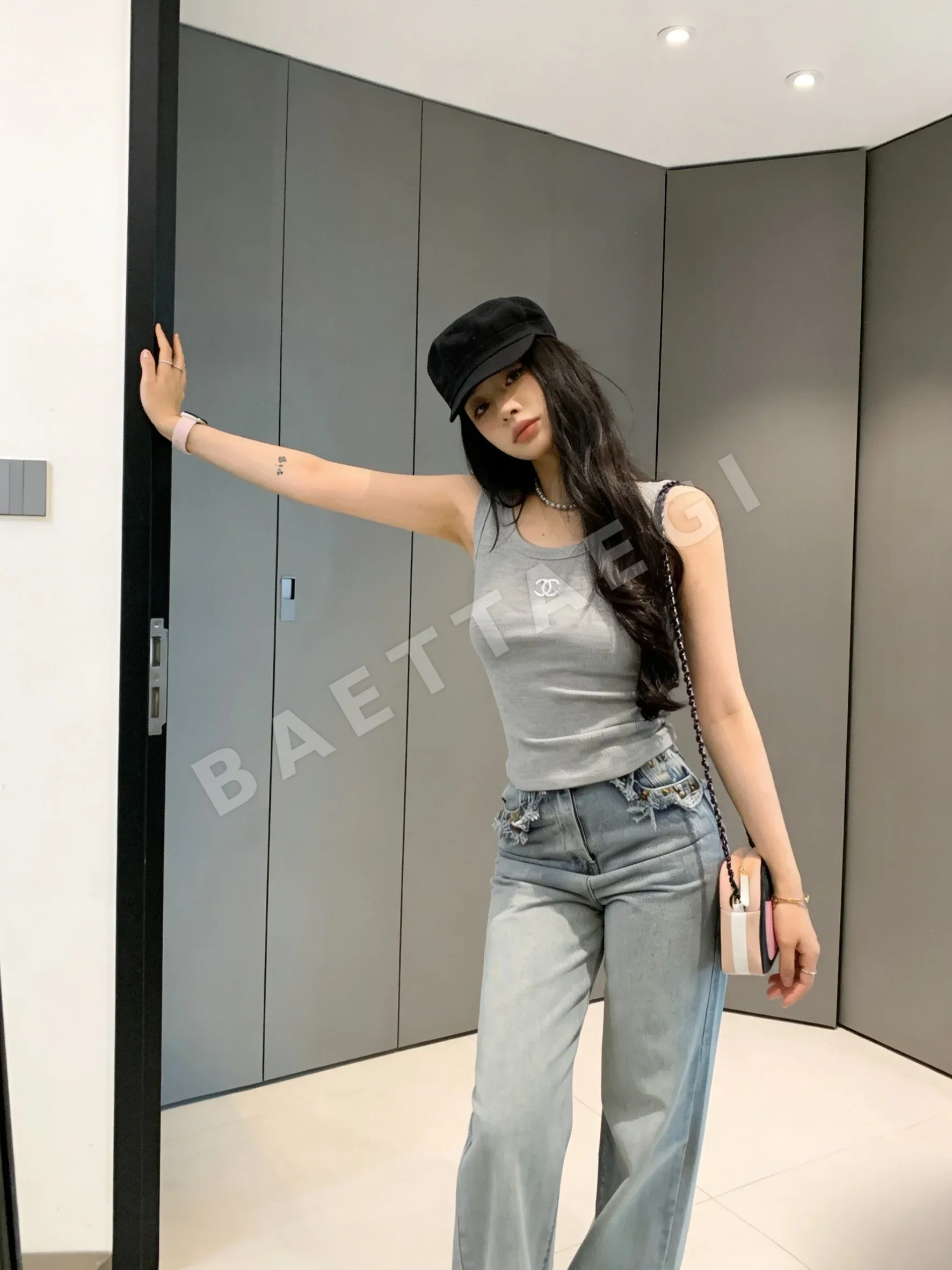 샤넬 여성 리브 반팔 티셔츠 상세 이미지 8