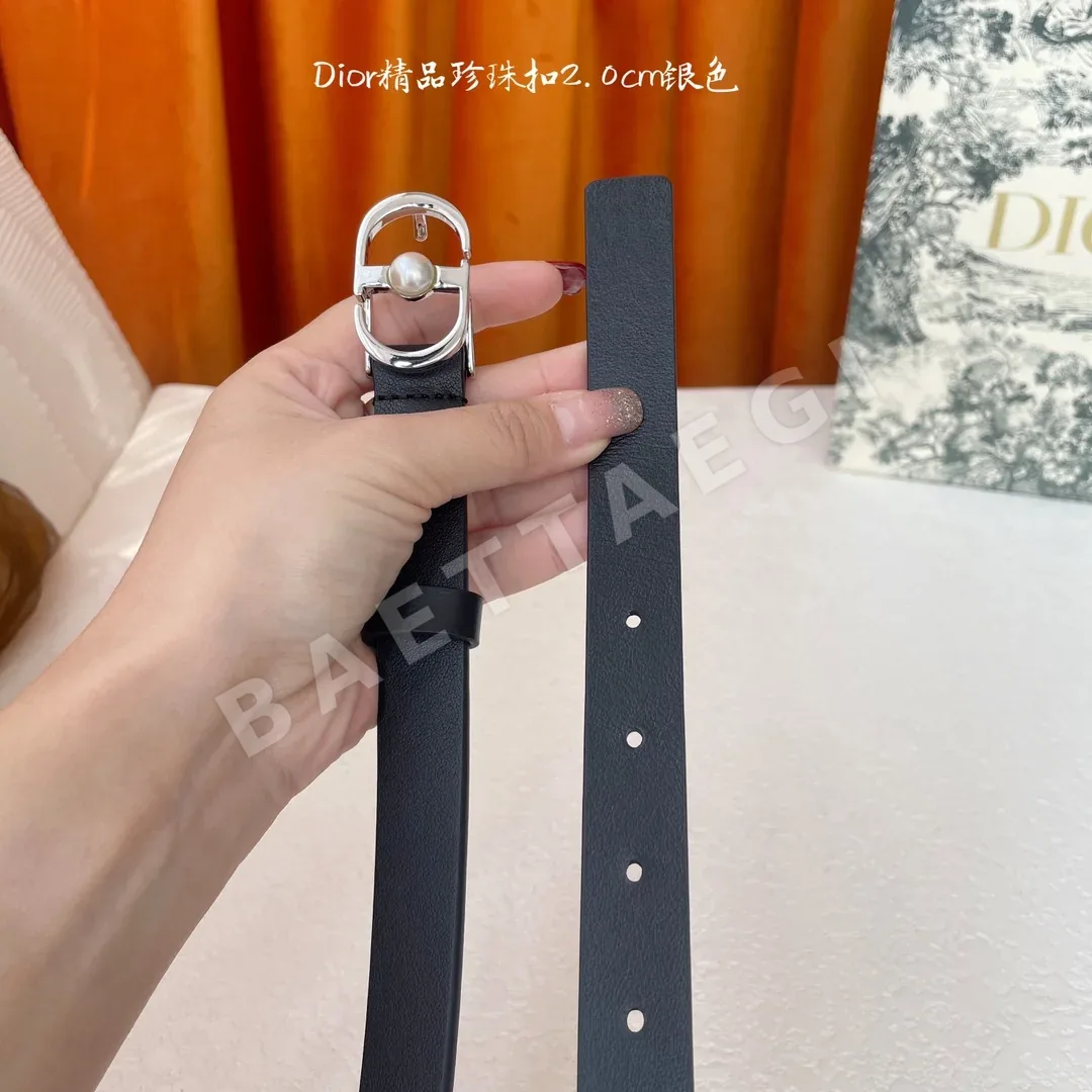 디올 진주 버클 가죽 벨트 상세 이미지 4