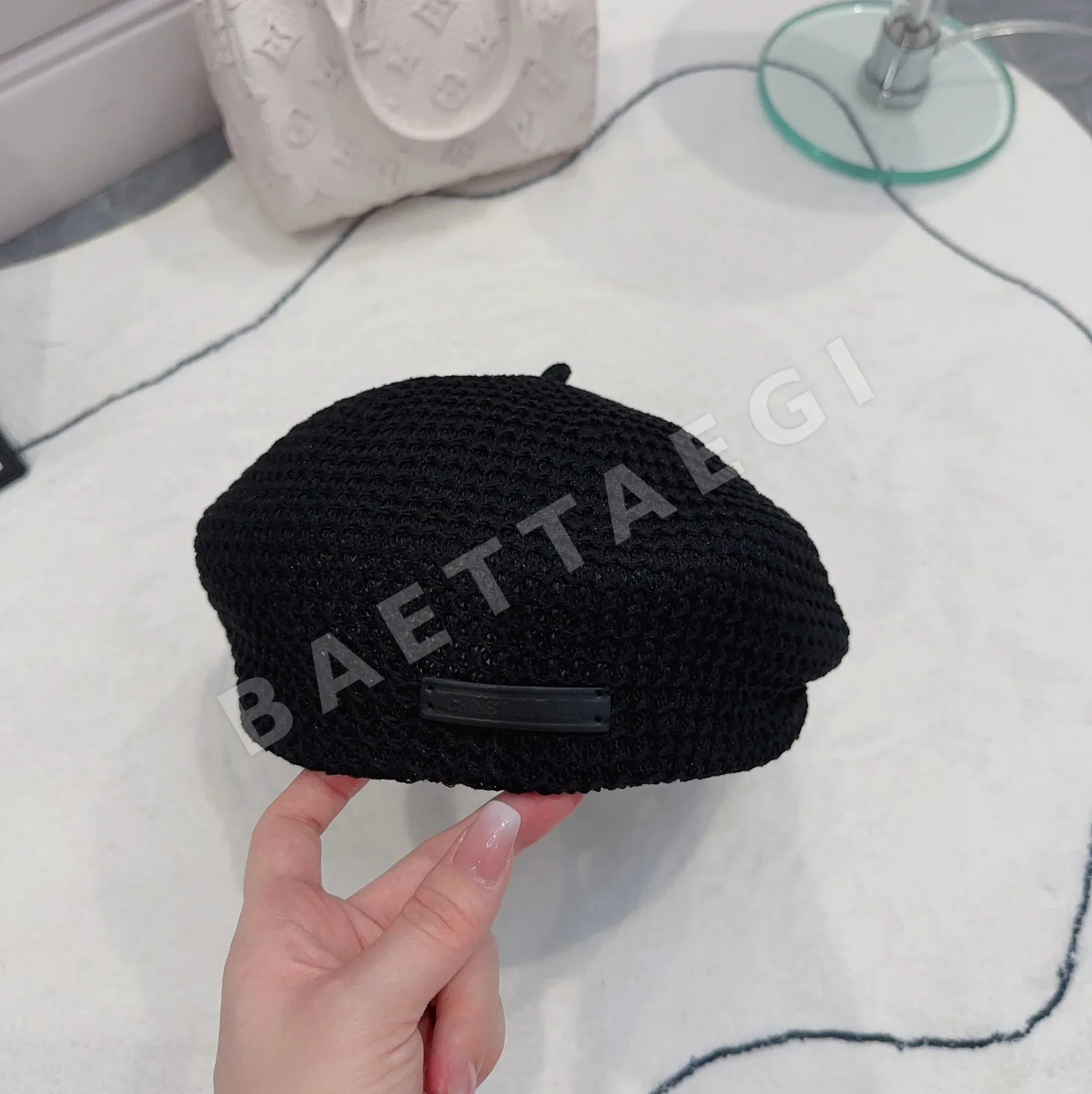 디올 밀짚 비대칭 베레모 모자 78511