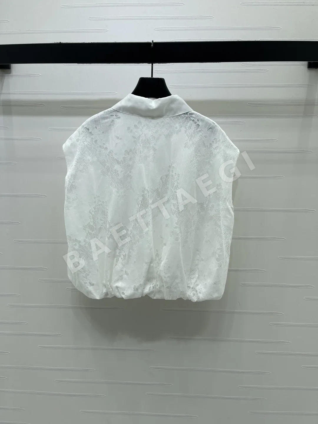 미우미우 피터팬 카라 노슬리브 셔링 반팔 셔츠 상세 이미지 8