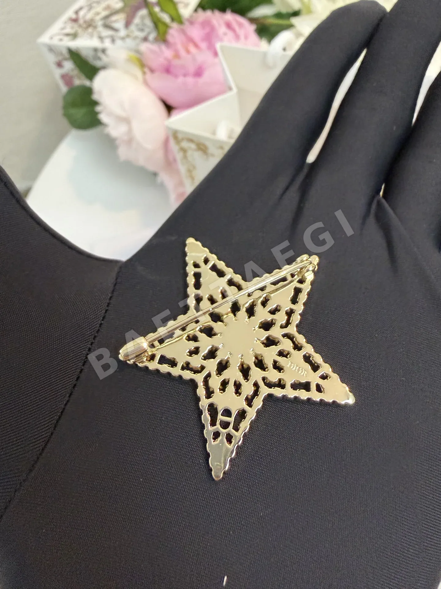 디올 오각별 큐빅 진주 귀걸이 상세 이미지 4