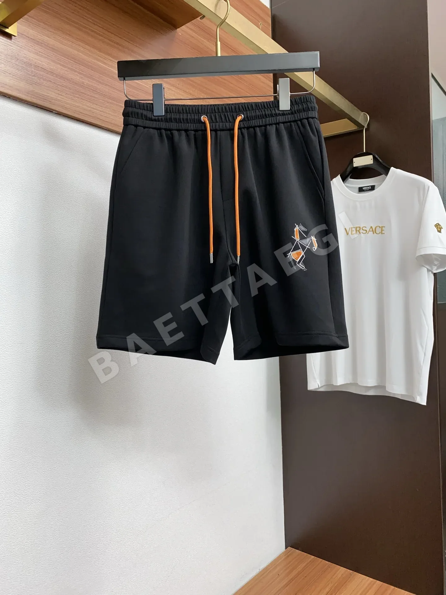 에르메스 자수 디자인 남성 반팔 티셔츠 세트 상세 이미지 5