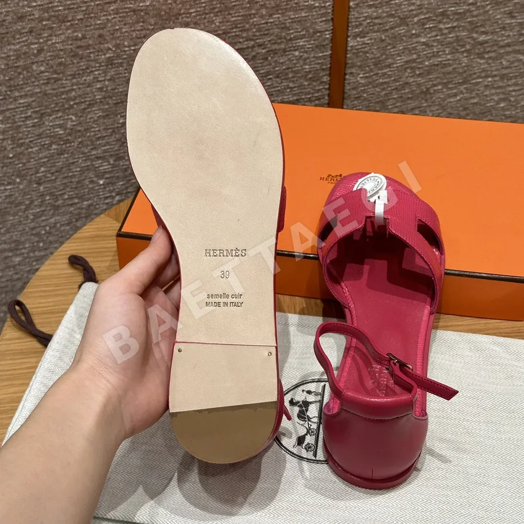 에르메스 산토리니 샌들 로즈레드 도마뱀 상세 이미지 5